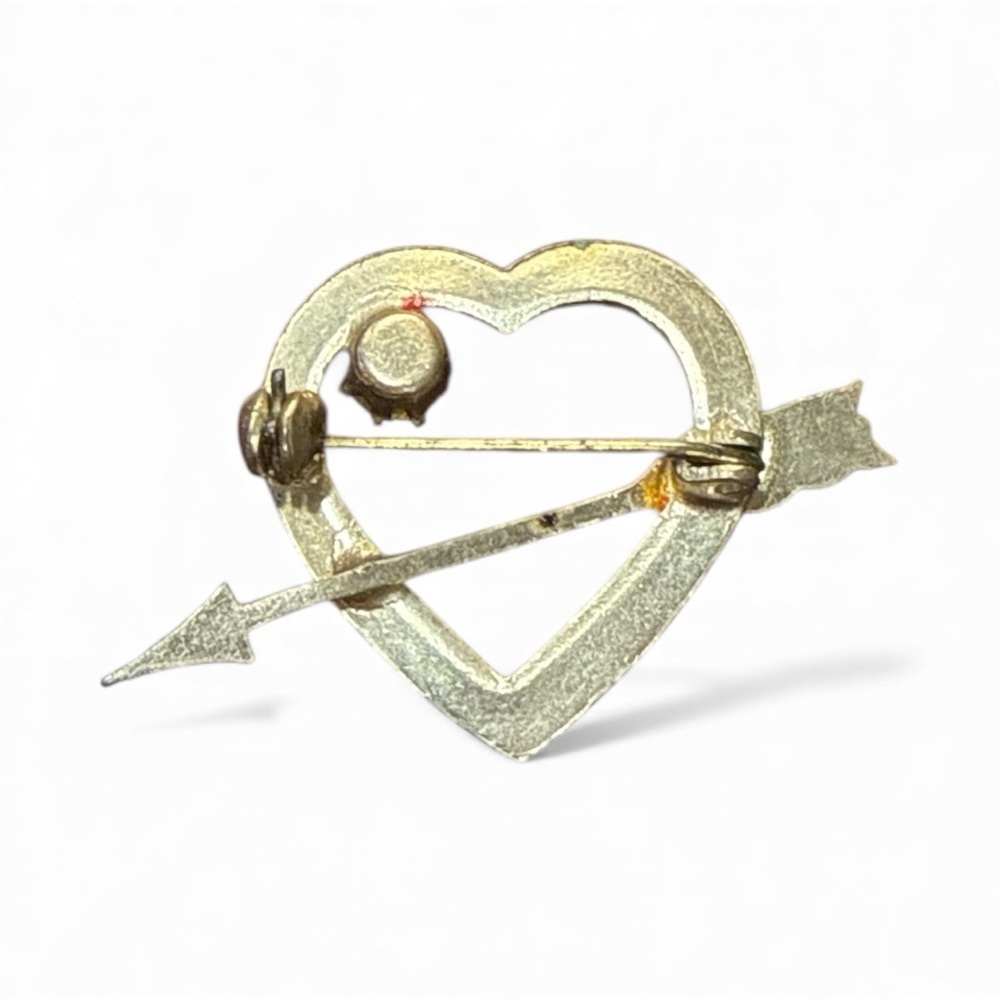 Source Unknown Orange Heart Brooch with Arrow - Picture 2 of 2